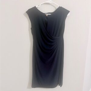 Anne Klein Black Draped Midi Dress